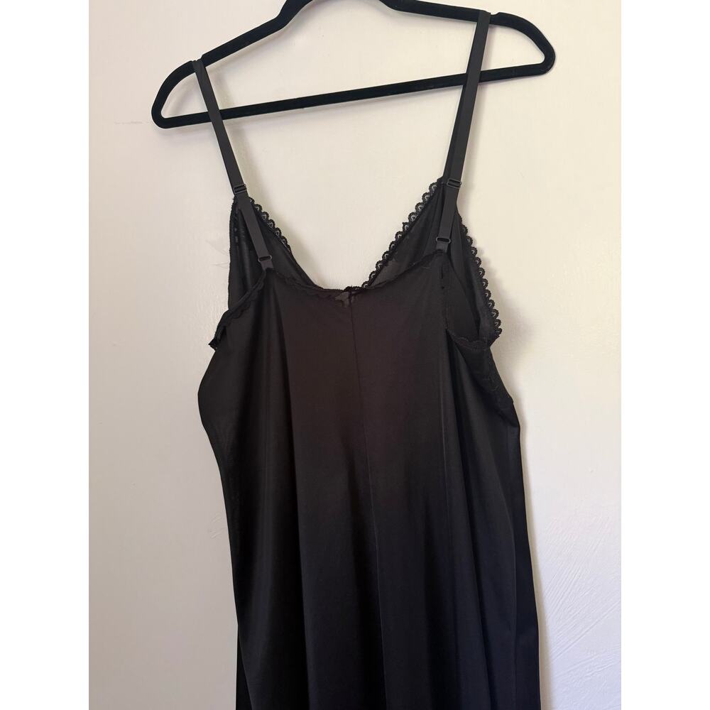 Vintage 90's Black Nylon Lace Maxi Negligee Strappy Slip Plus Large X-Large Sexy - Picture 2 of 7